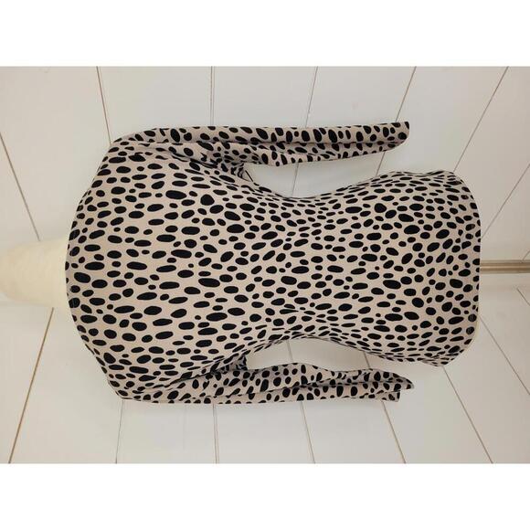 Ann Taylor small tan & black animal print faux wrap top - Picture 2 of 5